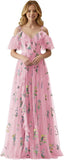 Fairy Tulle Junior Bridesmaid Dresses for Teen Girls Long Flower Embroidery Formal Prom Flower Girl Dress Gown with Slit