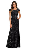 Lace Appliques Scoop Neck Sequin Mother of the Bride Dresses Mermaid Short Sleeve Formal Evening Gowns