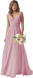 Chiffon Bridesmaid Dresses Long for Women A Line Ruched Formal Porm Evening Gowns