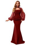 Kingbridal Gowns Long Sleeve Prom Dresses 2026 Mermaid Satin Formal Dress for Women Sparkly Sequin Halter Neck Evening Party Gowns