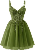 Lace Applique Tulle Homecoming Dresses for Teens Sparkly 3D Flower Short Prom Dress Sequin Quinceanera DAMA Dress