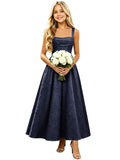 Floral Satin Jacquard Junior Bridesmaid Dresses Long Ruched Flower Girl Dress for Wedding