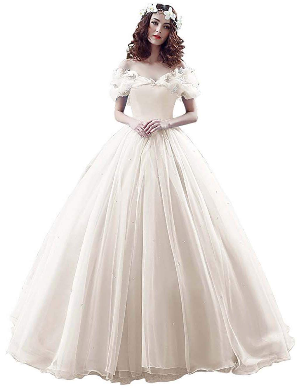 Tulle Ball Gown Cinderella's Off Shoulder Quinceanera Dress Wedding Dresses Evening Formal Gown