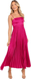 Midi Pleated Bridesmaid Dresses for Women Tea Length Formal Wedding Guest Dresses Prom Formal Gowns