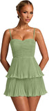 Chiffon Homecoming Dresses for Teens 2026 Spaghetti Straps Short Mini Dress A Line Formal Cocktail Party Prom Dress