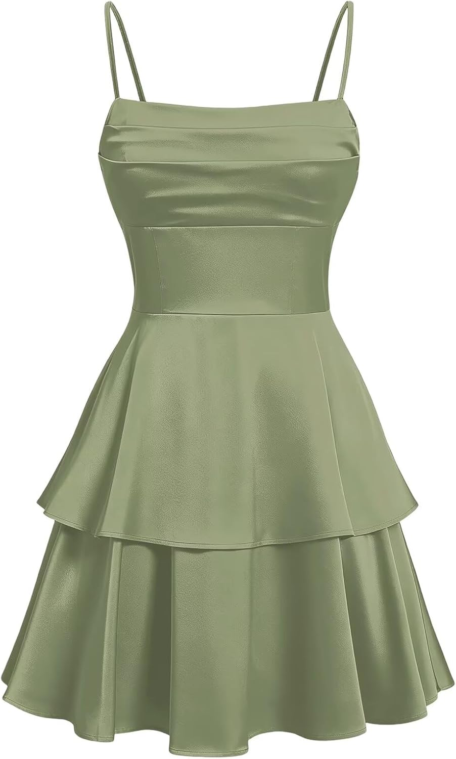 Tiered Satin Homecoming Dresses for Teens Short A Line Tight Spaghetti Strap Formal Cocktail Party Gown 2026