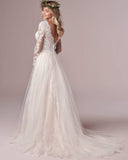 Women's Elegant Lace Beach Wedding Dresses for Bride 2025 with Sleeves Wedding Bridal Gowns