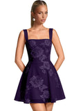 Floral Tulle Homecoming Dresses Short Embroidery Lace A-Line Mini Formal Graduation Cocktail Gown