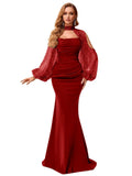 Kingbridal Gowns Long Sleeve Prom Dresses 2026 Mermaid Satin Formal Dress for Women Sparkly Sequin Halter Neck Evening Party Gowns