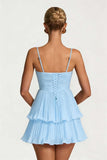 Chiffon Homecoming Dresses for Teens 2026 Spaghetti Straps Short Mini Dress A Line Formal Cocktail Party Prom Dress
