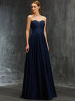 A-Line/Princess Sweetheart Sleeveless Floor-Length Applique Chiffon Dresses Prom Evening Dress
