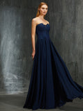 A-Line/Princess Sweetheart Sleeveless Floor-Length Applique Chiffon Dresses Prom Evening Dress