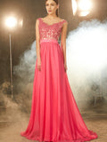 Vestido de noche de gasa 30D con corte A/princesa, sin mangas, cuello transparente, cola larga y apliques