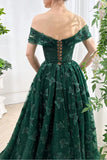 Sparkly Off Shoulder Tulle Prom Dresses with Butterfly Appliques Long A Line Formal Evening Party Gowns for Women