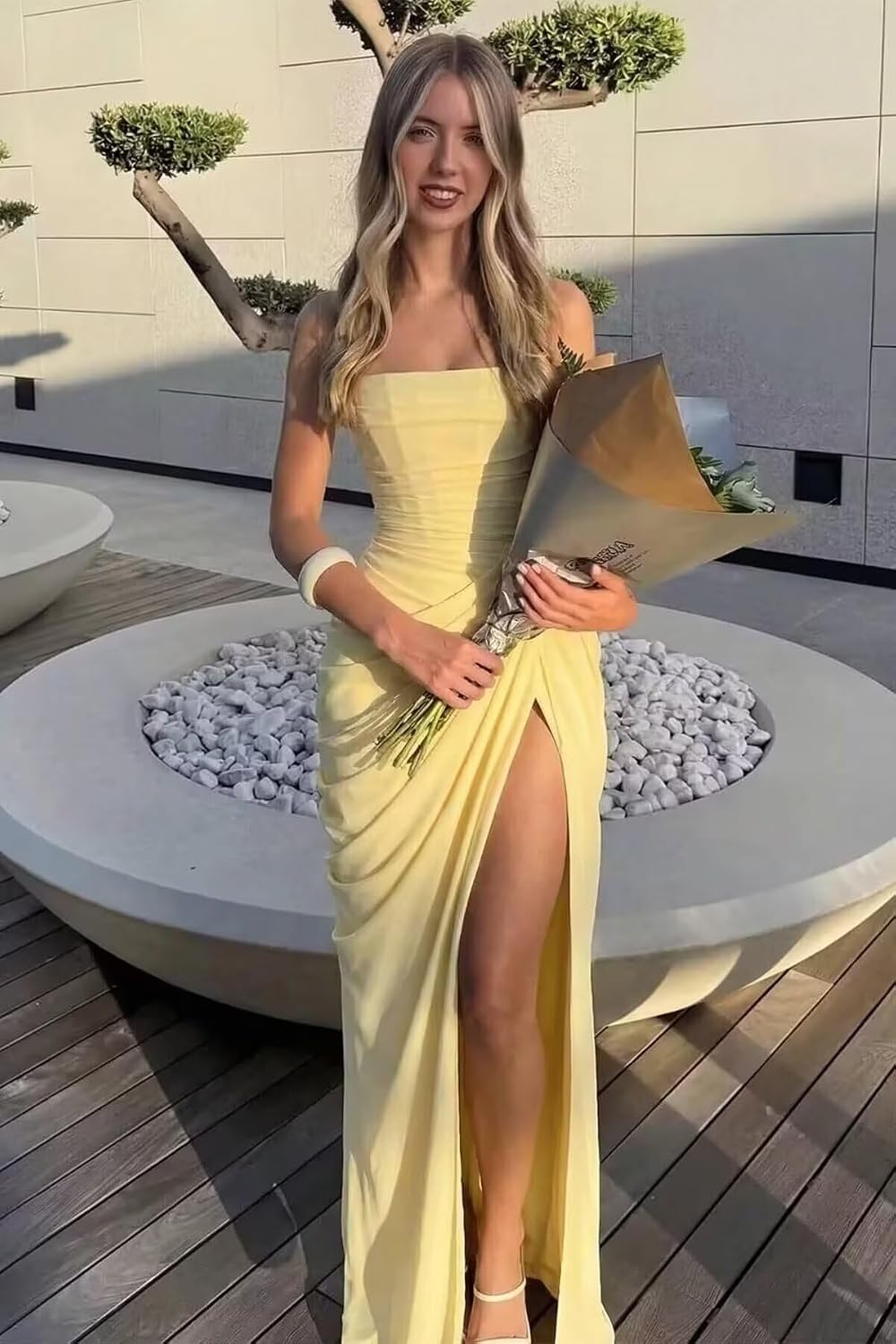 Kingbridal Strapless Chiffon Bridesmaid Dresses for Women Long Mermaid Prom Dress