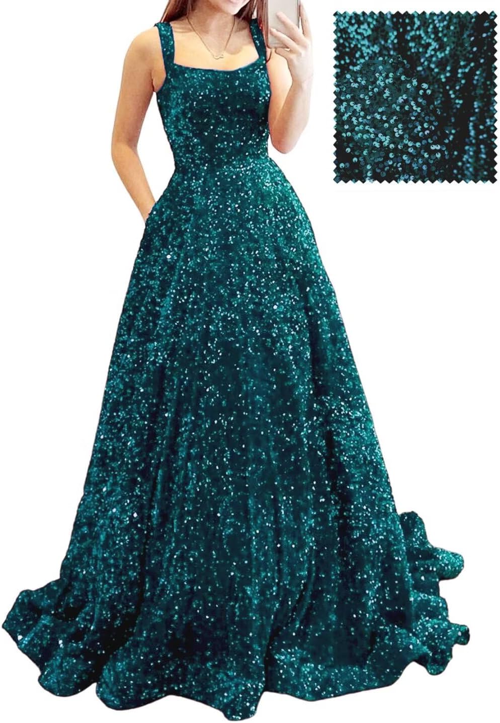 Prom Dresses Long A Line with Pockets Formal Evening Ball Gowns Velvet Velvet Sequins Black Tie Wedding Party Dress