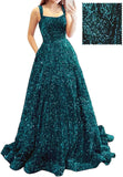 Prom Dresses Long A Line with Pockets Formal Evening Ball Gowns Velvet Velvet Sequins Black Tie Wedding Party Dress