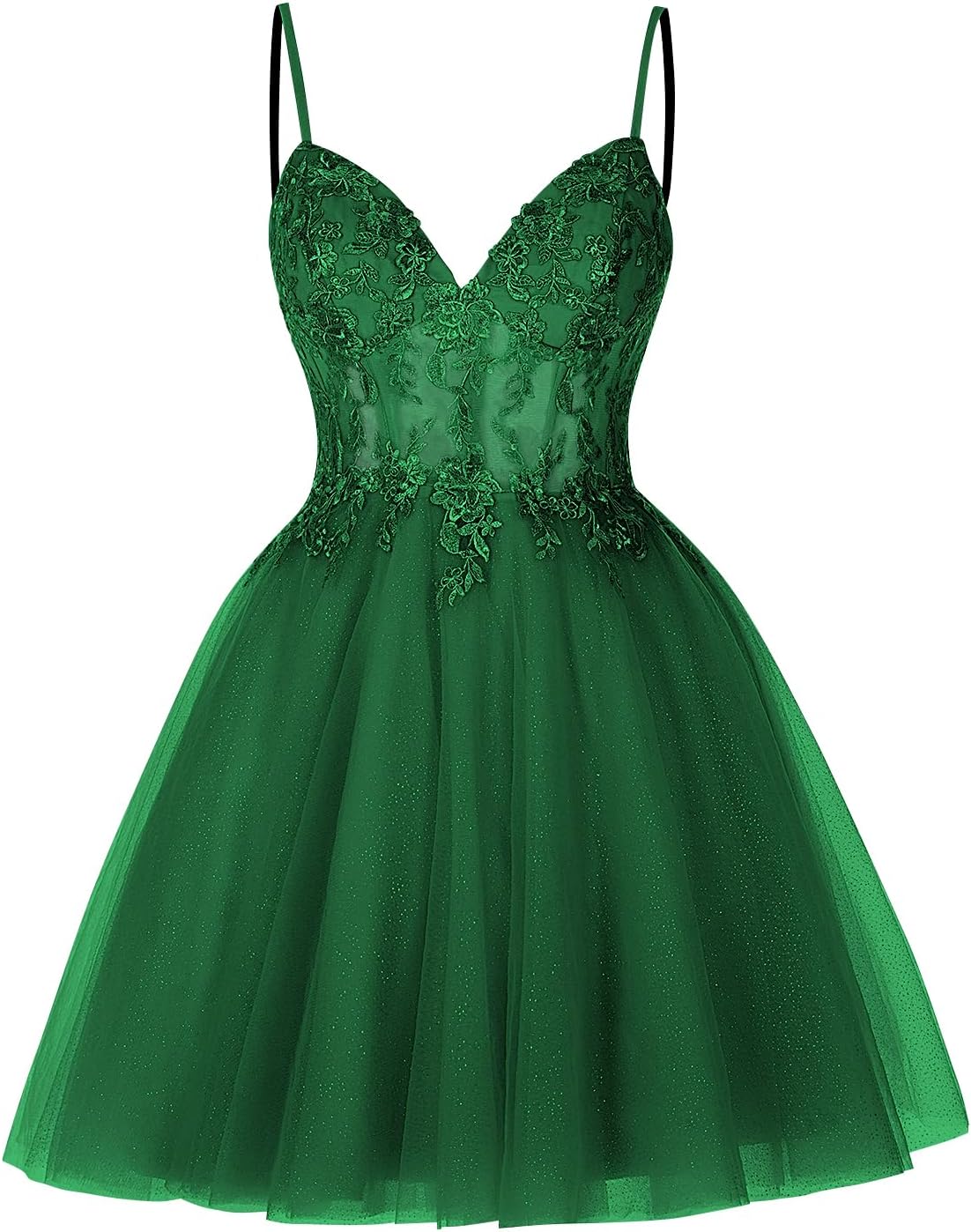 Vestidos cortos de encaje floral para adolescentes, vestido de fiesta con ilusión de tul brillante