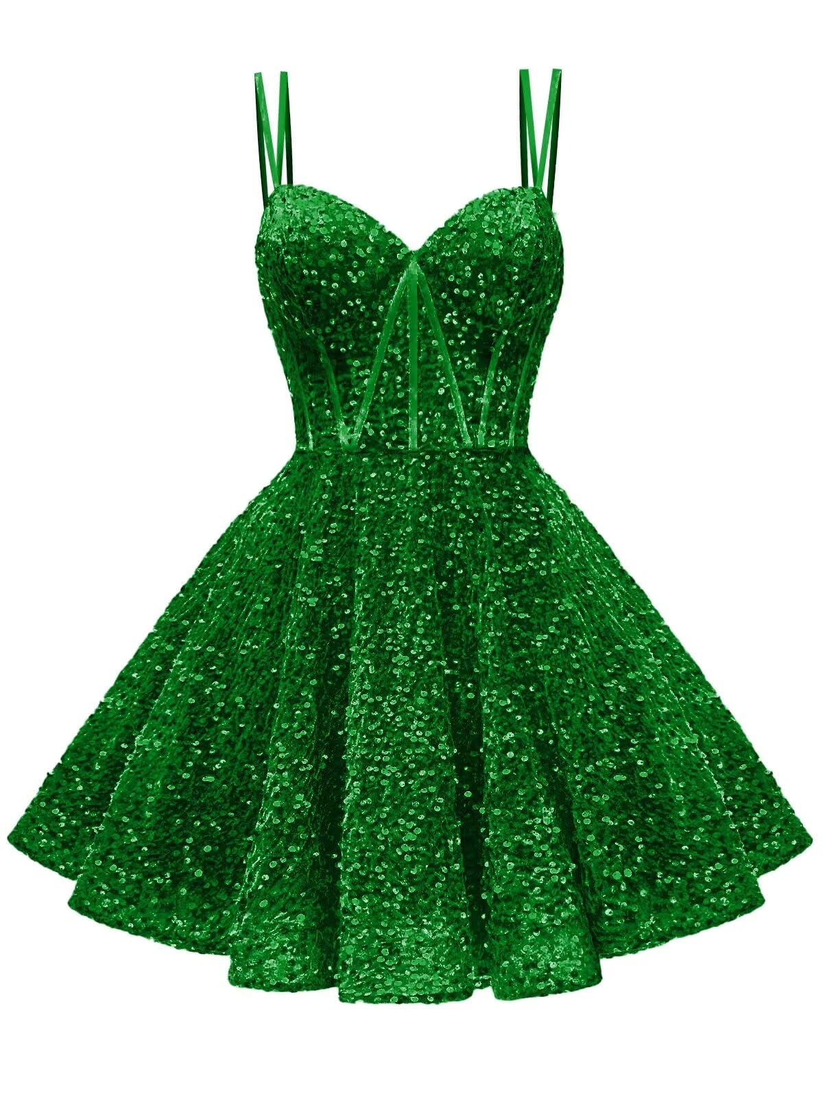 Kingbridal Gowns Sparkly Sequin Homecoming Dresses for Teens 2027 Flowy Spaghetti Straps A-Line Short Formal Prom Dress with Pockets