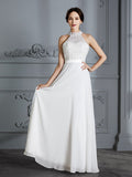 A-Linie/Princess-Linie U-Ausschnitt Ärmellos Bodenlang Chiffon Brautkleider
