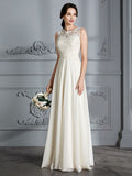 A-Linie/Princess-Linie U-Ausschnitt Chiffon Ärmellos Bodenlang Brautkleider Brautkleider
