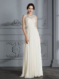 A-Linie/Princess-Linie U-Ausschnitt Chiffon Ärmellos Bodenlang Brautkleider Brautkleider