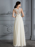 A-Linie/Princess-Linie U-Ausschnitt Chiffon Ärmellos Bodenlang Brautkleider Brautkleider