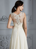 A-Linie/Princess-Linie U-Ausschnitt Chiffon Ärmellos Bodenlang Brautkleider Brautkleider