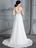 A-Linie/Princess-Linie Ärmellos V-Ausschnitt Sweep/Pinsel zug Chiffon Brautkleider