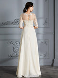 A-Linie/Princess-Linie U-Ausschnitt 1/2 Ärmel Bodenlang Chiffon Brautkleider Brautkleider