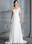 A-Linie/Princess-Linie Schulterfrei Ärmellos Chiffon Sweep/Pinsel zug Brautkleider