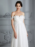 A-Linie/Princess-Linie Schulterfrei Ärmellos Chiffon Sweep/Pinsel zug Brautkleider