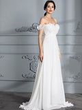 A-Linie/Princess-Linie Schulterfrei Ärmellos Chiffon Sweep/Pinsel zug Brautkleider