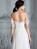 A-Linie/Princess-Linie Schulterfrei Ärmellos Chiffon Sweep/Pinsel zug Brautkleider