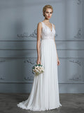 A-Linie/Princess-Linie Ärmellos V-Ausschnitt Sweep/Pinsel zug Chiffon Brautkleider