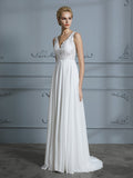 A-Linie/Princess-Linie Ärmellos V-Ausschnitt Sweep/Pinsel zug Chiffon Brautkleider
