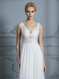 A-Linie/Princess-Linie Ärmellos V-Ausschnitt Sweep/Pinsel zug Chiffon Brautkleider