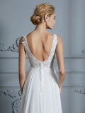 A-Linie/Princess-Linie Ärmellos V-Ausschnitt Sweep/Pinsel zug Chiffon Brautkleider