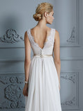 A-Linie/Princess-Linie Ärmellos V-Ausschnitt Chiffon Hof-schleppe Brautkleider Brautkleider