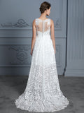 A-Linie/Princess-Linie U-Ausschnitt Ärmellos Asymmetrisch Spitze Brautkleider