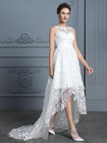 A-Linie/Princess-Linie U-Ausschnitt Ärmellos Asymmetrisch Spitze Brautkleider