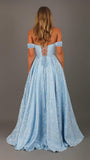 Jacquard Satin Prom Dresses Off the Shoulder Corset A Line Long Formal Gown Sweetheart Neck Party Dress with Slit
