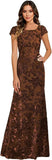 Lace Appliques Scoop Neck Sequin Mother of the Bride Dresses Mermaid Short Sleeve Formal Evening Gowns
