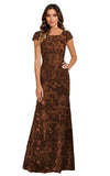 Lace Appliques Scoop Neck Sequin Mother of the Bride Dresses Mermaid Short Sleeve Formal Evening Gowns