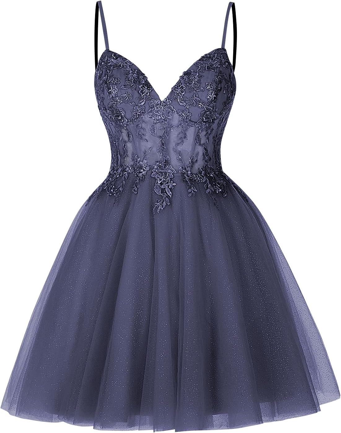 Vestidos cortos de encaje floral para adolescentes, vestido de fiesta con ilusión de tul brillante