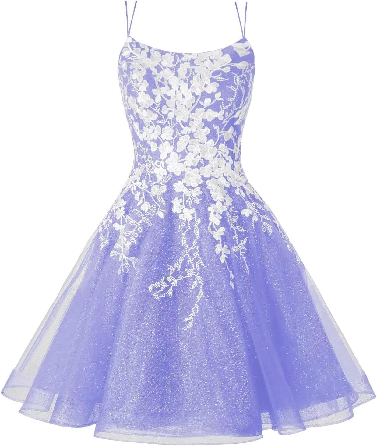 Sparkly Lace Applique Homecoming Dresses for Teens Short Corset Tulle Spaghetti Strap Prom Cocktail Party Dress