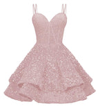 Sequin Homecoming Dresses for Teens 2027 Sparkly Short Layered Aline Prom Dresses Spaghetti Straps Cocktail Party Gowns