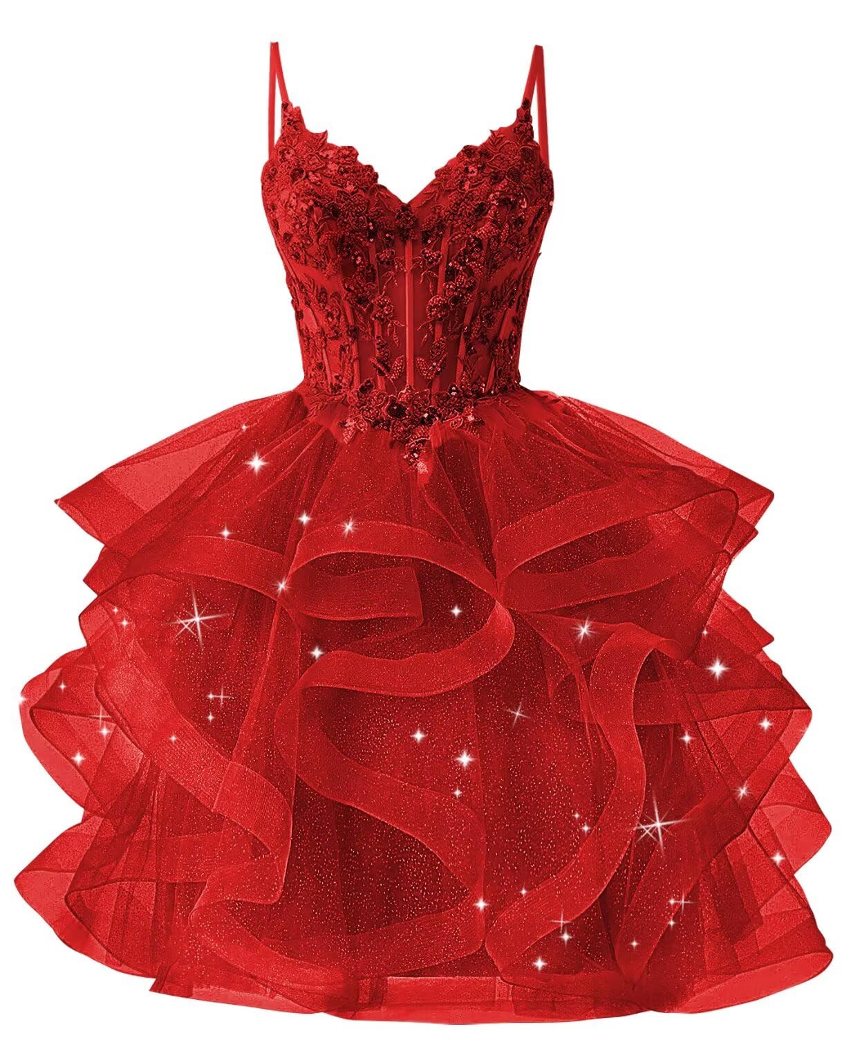 Glitter Tulle Homecoming Dresses 2026 Tiered Ruffles Lace Short Prom Dress for Teens Quinceanera Gowns
