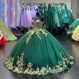 Sparkly Tulle Sweet 15 16 Quinceanera Dress Lace 3D Floral Ball Gown Strapless Puffy Prom Formal Gown