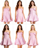 Women's Elegant Bow Strapless Homecoming Dress A Line Swing Tube Mini Dress Short Evening Party Prom Dress